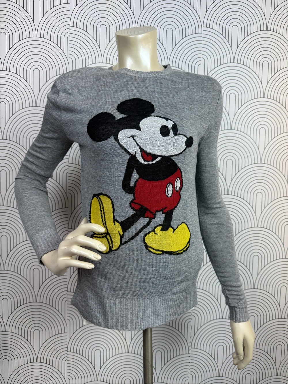 Disney Gray Mickey Mouse Crewneck Sweater